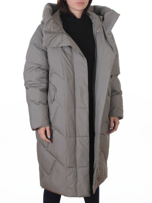 A621 GRAY/GREEN Пальто зимнее женское (200 гр. холлофайбер)