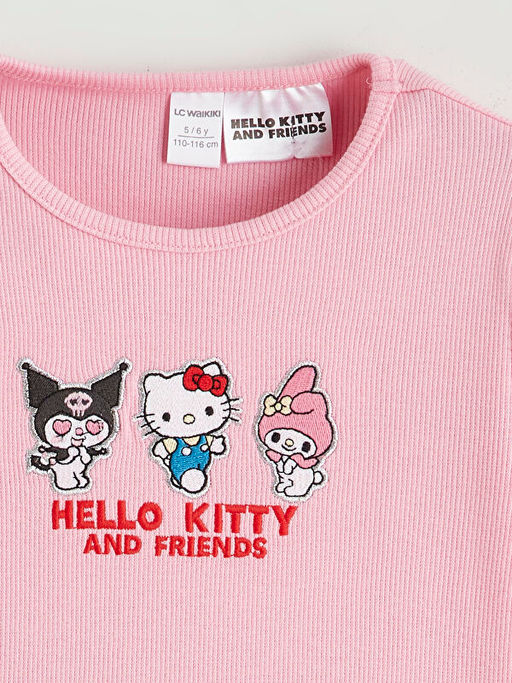 Bisiklet Yaka Hello Kitty Nak??l? K?z ?ocuk Ti??rt