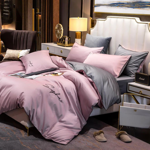 КПБ Mency однотонный с вышивкой MENO017 2 спальный