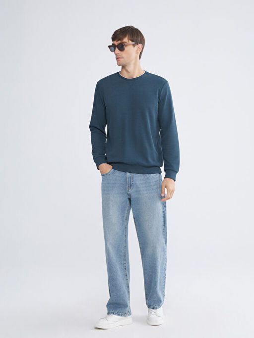 Bisiklet Yaka Uzun Kollu Erkek Sweatshirt