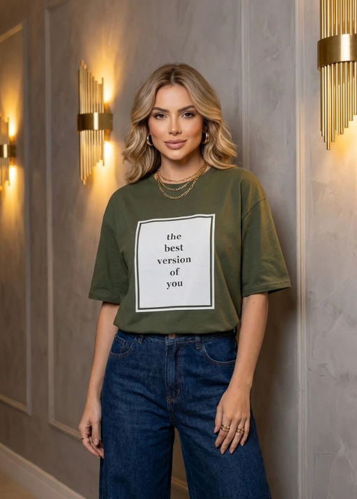 K13480 Футболка OVER SIZE хлопок ХАКИ