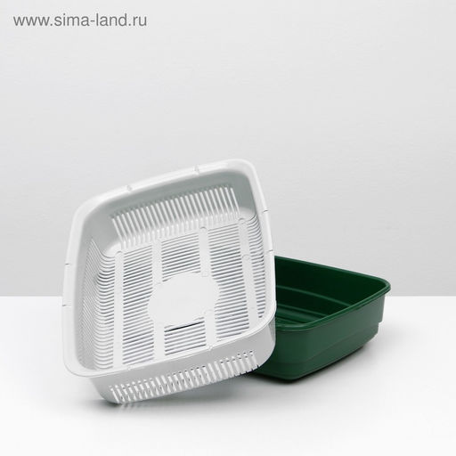 Лоток большой с сеткой и бортиком Atlantis «Стандарт», 43×33×12.5 см, зеленый