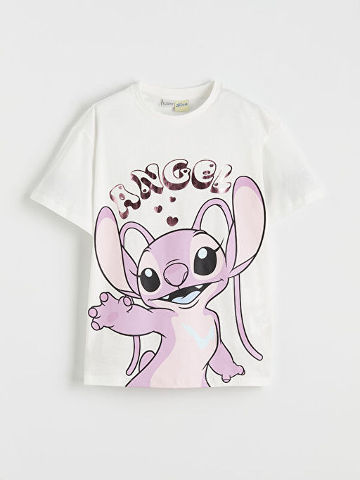 Bisiklet Yaka Angel Bask?l? K?z ?ocuk Ti??rt