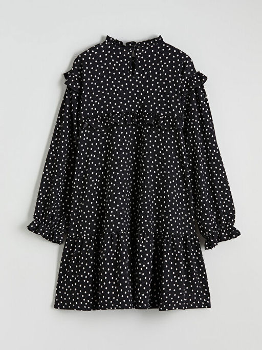 Dik Yaka Puantiyeli K?z ?ocuk Elbise