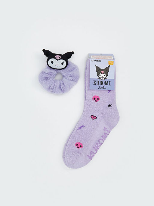 Kuromi Desenli Kayd?rmaz Tabanl? K?z ?ocuk Ev ?orab? ve Toka