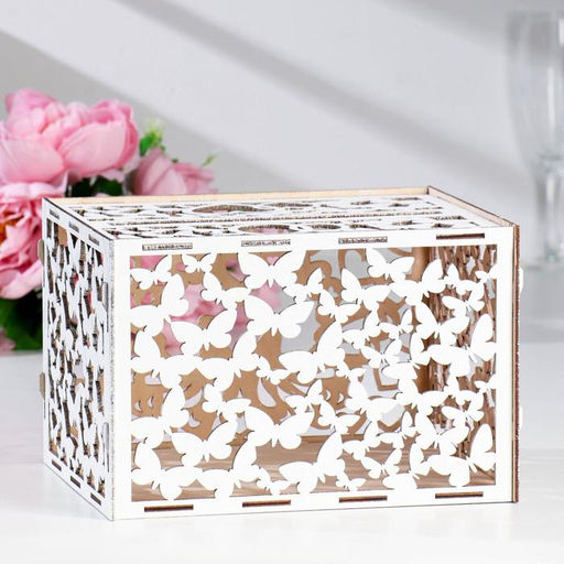 Шкатулка подарочная «Свадебный банк для сбора денег. Голуби», белый, сборный, 24×19.5×16 см