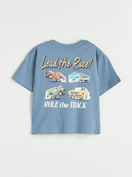 Bisiklet Yaka Bask?l? Erkek ?ocuk Ti??rt