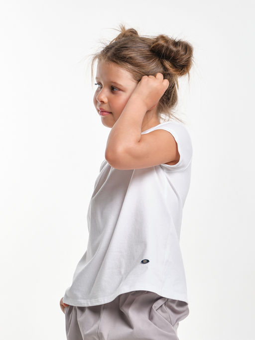 Футболка для девочки с воротником UD 3321 белый - Mini maxi фото 3