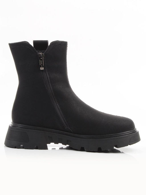 04-WD018-1M BLACK Ботинки зимние женские (натуральная кожа, 100% шерсть)