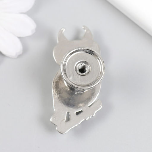 Ручка для шкатулки металл «Филин на ветке», серебро, 5.2×2.2 см