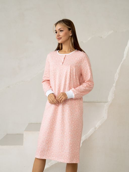 Сорочка жен.арт.602/1-3,розово-белая футер с начесом (хлопок 100%). - Binita фото 6