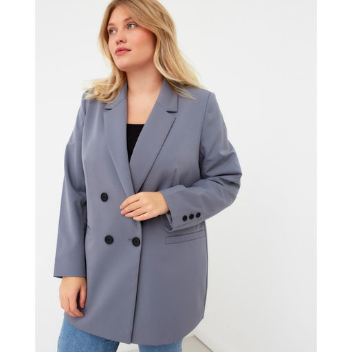 Пиджак женский двубортный MIST plus-size, размер 54, серо-голубой