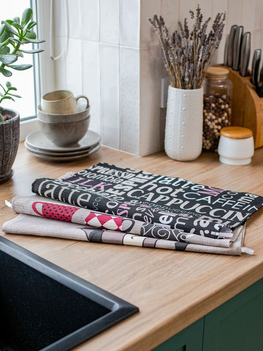 Комплект вафельных полотенец 48*60 см, 3 штуки (Мокко, черный) - Ивановотекстиль фото 3