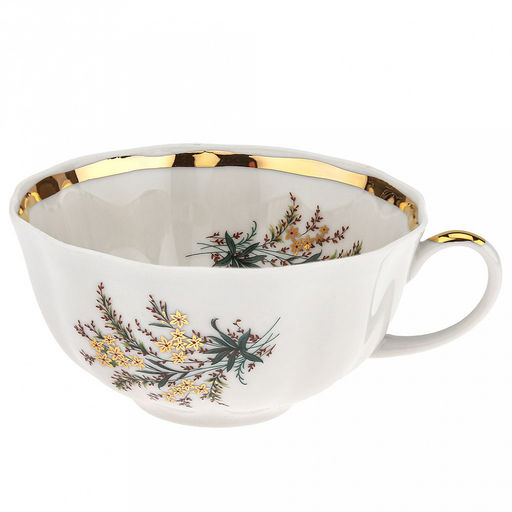 Чашка чайная фарфоровая Нина 220мл, д9,5см, h5см, форма Тюльпан, с блюдцем д15см, тонкостенный фарфор (Россия) - Домашняя мода фото 2