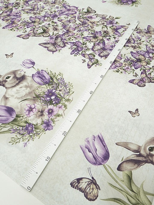 Рогожка Винтажные кролики, ш.1.5м, хлопок-100%, 160гр/м.кв, раппорт 63см - Купава фото 5