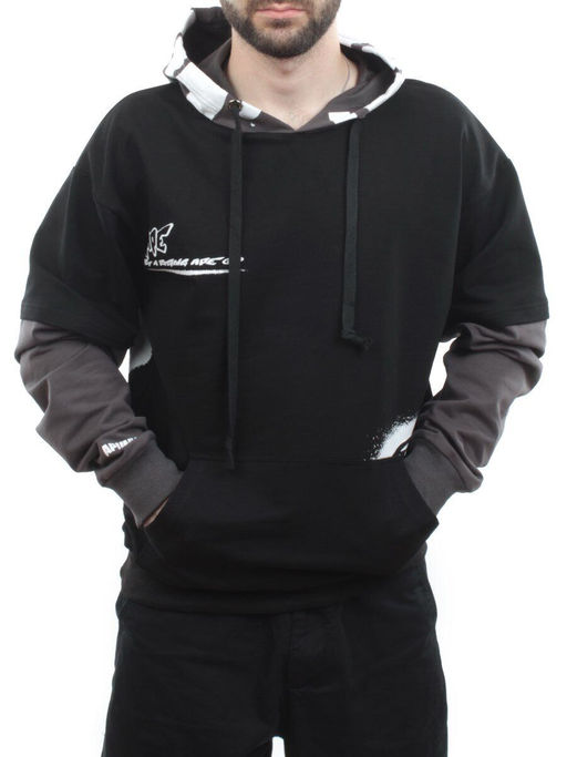 2702 BLACK/GRAY Толстовка мужская (75% хлопок, 20% полиэстер, 5% спандекс)
