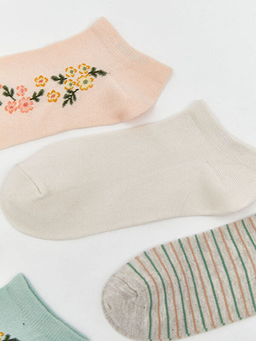 ?i?ekli Kad?n Patik ?orap 5li