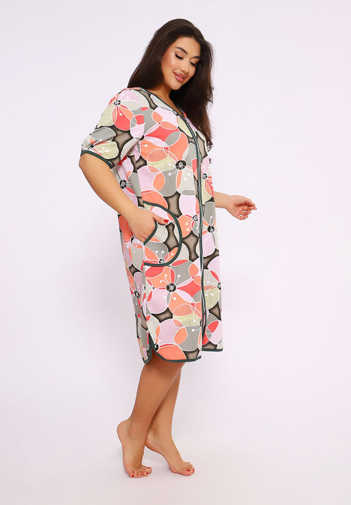 520 Халат больших размеров - Цветы