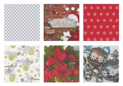 Love2art салфетки бумажные АССОРТИ 3х слойные SDD 33 x 33 12 шт. Набор №0517-06 Новогодний декор