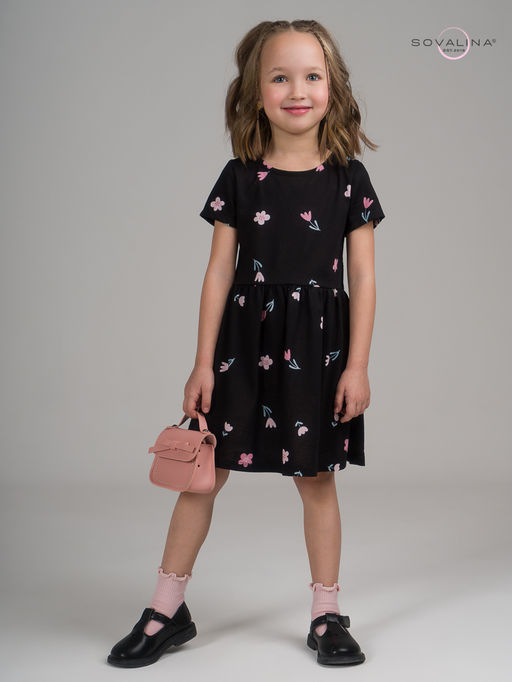 Платье Лето тюльпаны на черном