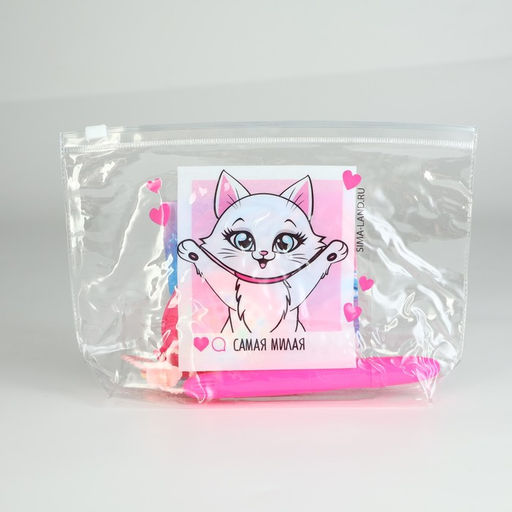 Набор Самая милая, косметичка, расчёска, мелок для волос, 2 резинки, блокнот 10х10 см, 16 л. МИКС - Simaland фото 2