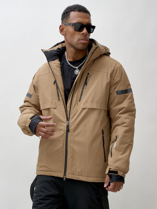 Горнолыжный костюм мужской зимний бежевого цвета 3710B - Leifensh фото 13