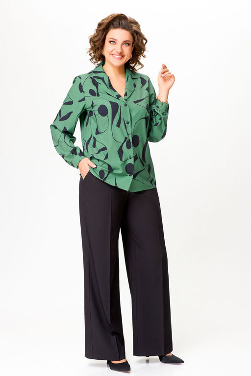 Блуза Swallow 803.2 черный+серебряный узор фото 768