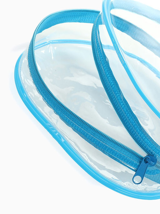 Косметичка на молнии для бассейна, с ручкой, маленькая, голубая/прозрачная