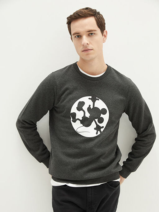 Bisiklet Yaka Uzun Kollu Mickey Mouse Bask?l? Erkek Sweatshirt - Waikiki фото 2