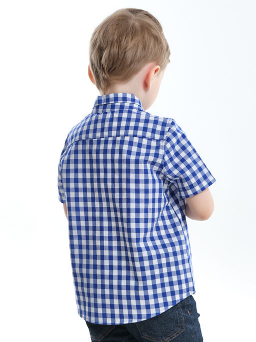 Рубашка для мальчика UD 7903 синяя клетка - Mini maxi фото 2