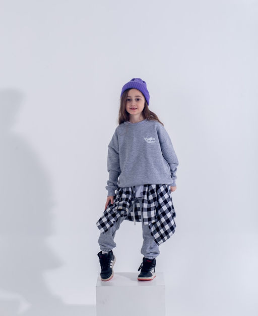 072 Детский костюм, серый меланж 3хнитка петля