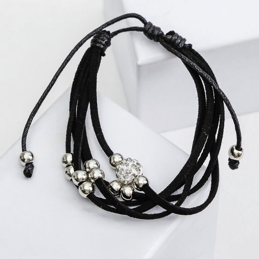 Браслет кожа «Шамбала» 5 нитей, замша, чёрный, d=8 см