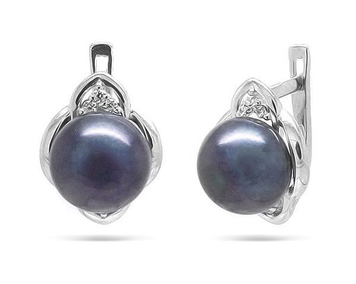 Серьги из серебра жемчуг, С1540ч