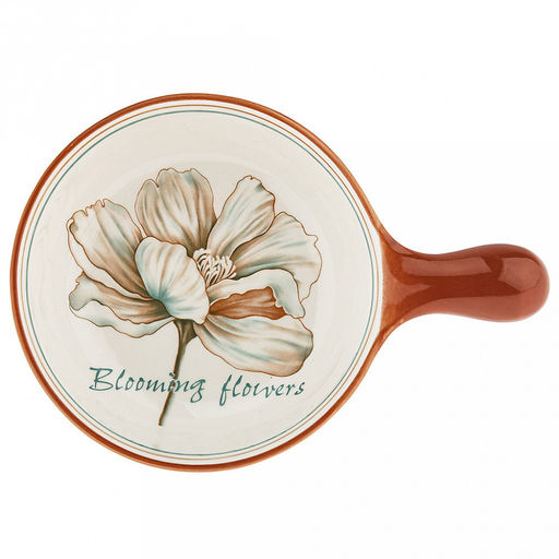 Блуминг флауэрс (Blooming flowers) Салатник фарфоровый 620мл, 22х15,4х5,6см, с ручкой, с деколью, отводка (Китай)