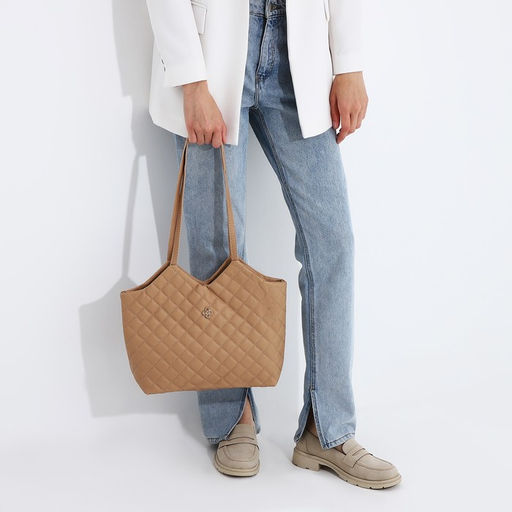 Сумка-шопер женская на магните, размер 30×9×29 см, бежевая