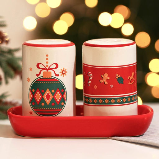 Солонка и перечница новогодние Пряничные человечки!, 12?6.5?7 см, ручная работа