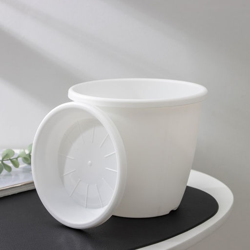 Цена за 2 шт. Горшок для цветов с поддоном «Альтернатива. Афина», 2.2 л, пластиковый, белый