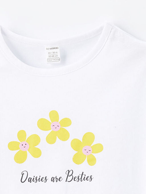 Bisiklet Yaka Bask?l? K?z Bebek Ti??rt - Waikiki фото 2