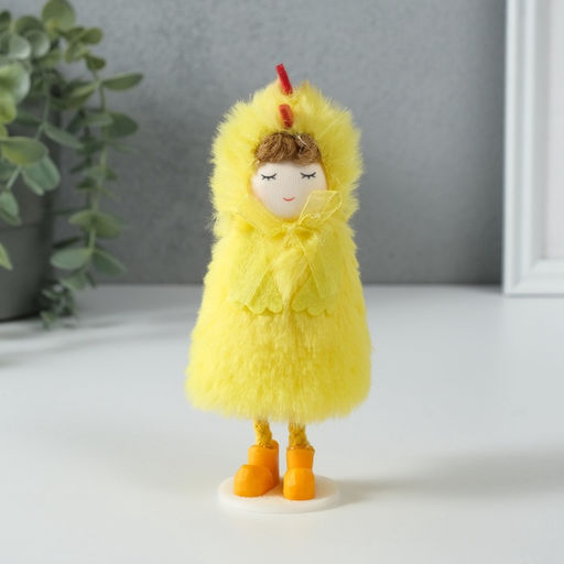 Интерьерная кукла текстильная Девочка в костюме цыплёнка, 6?7?13.5 см