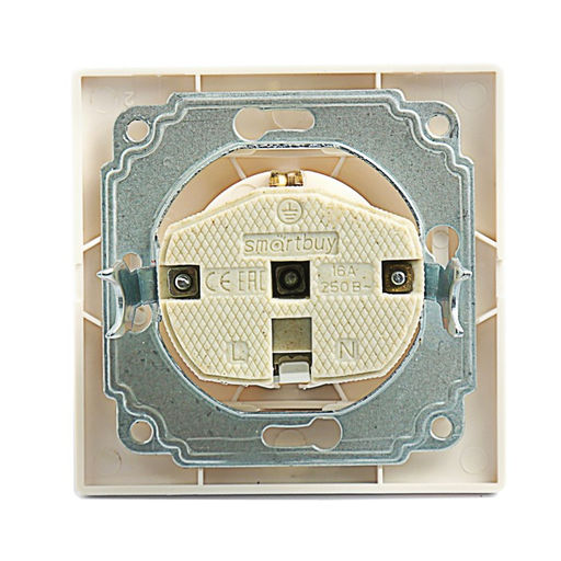 Розетка Smartbuy «Венера», 16 А, скрытая, одноместная, с заземлением, белая