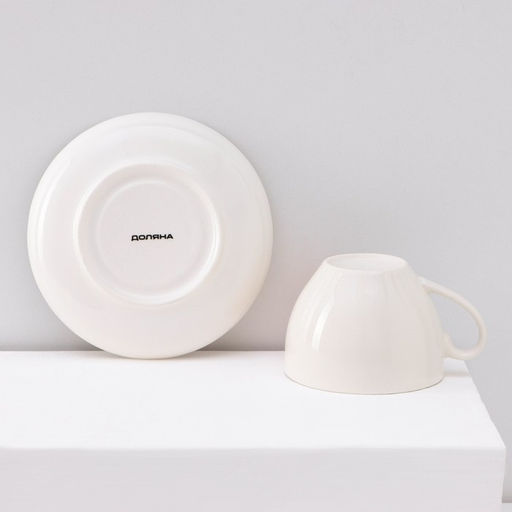 Сервиз чайный Доляна Пташка, 12 предметов: 6 чашек 250 мл, 6 блюдец d=15 см, фарфор, белый