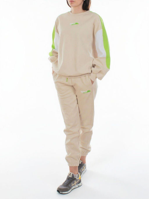3160/3161 BEIGE/LT. GREEN Костюм спортивный женский (95% хлопок, 5% эластан)