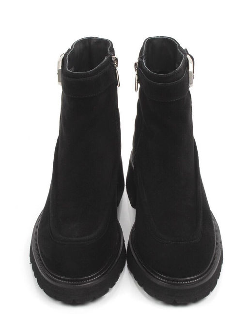 01-A51-4B BLACK Ботинки демисезонные женские (натуральная замша, байка)