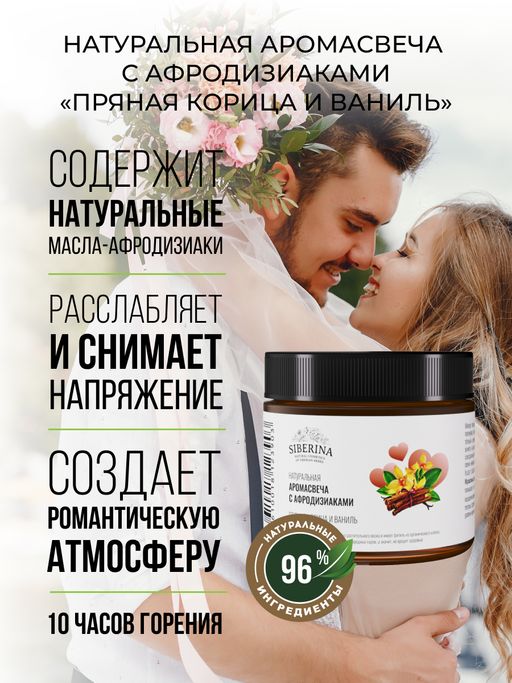 Аромасвеча с афродизиаками Пряная корица и ваниль