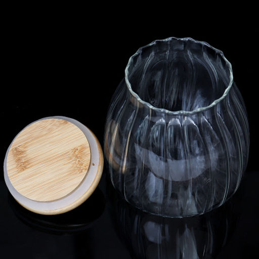 Банка для сыпучих бамбуковая крышка рифленая 900 мл / LCSC2434 /уп 80/ - ГалеонТрейд фото 3