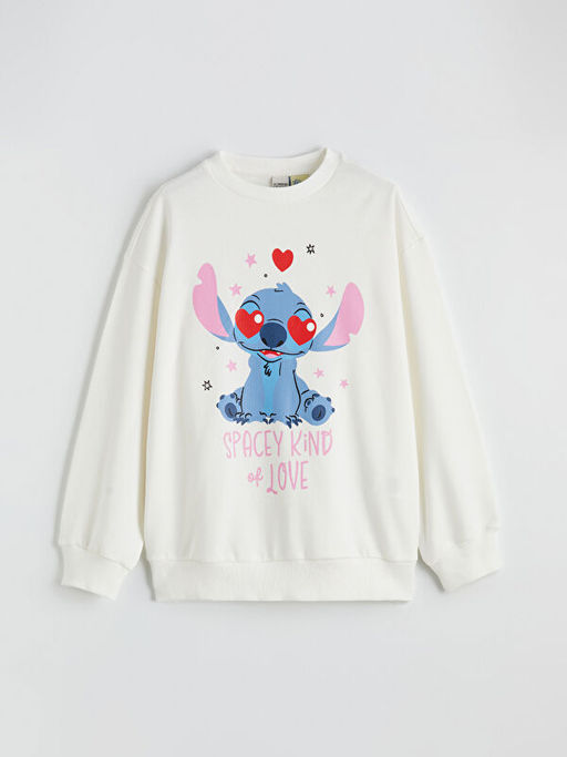 Stitch Bask?l? K?z ?ocuk Sweatshirt