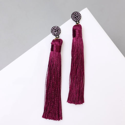 Серьги Кисти гармония, цвет фиолетовый, L кисти 8.5 см