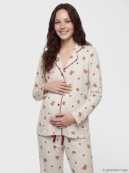 Пижамный комплект Teddy Desenli Hamile Pijama Takim для беременных