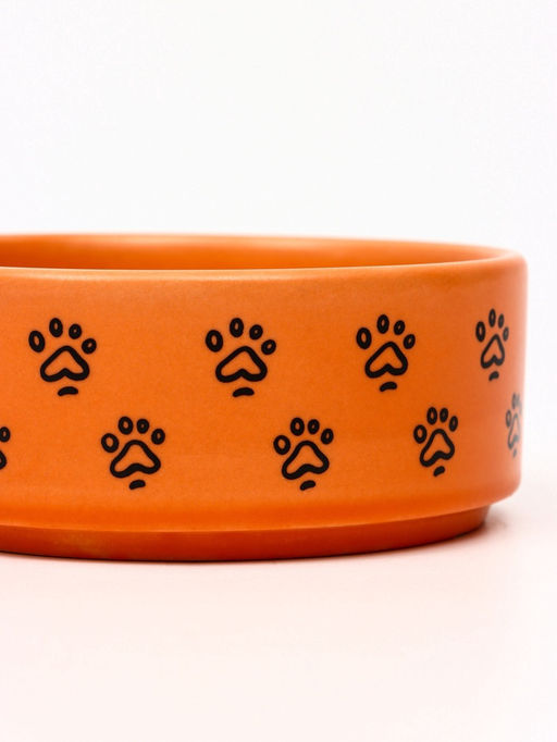 Миска керамическая Лапка с сердечком 200 мл - 10.510.54 см, оранжевая - Пижон фото 6