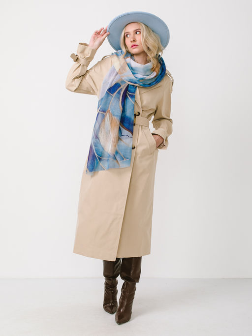 Большой, мягкий, тонкий и очень нежный двусторонний палантин с рисунком в стиле арт-деко - Tantino фото 7